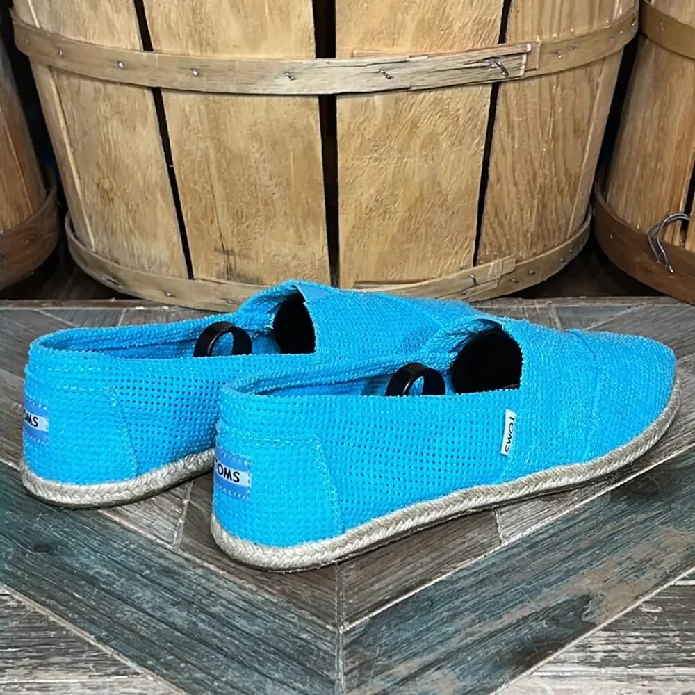 Toms Freetown Classic Turquoise Weave Slip-On Espadrilles Flats Womens Size 8.5